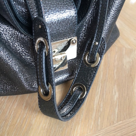 JIMMY CHOO RACHEL GLITTERING LEATHER SHOULDER BAG - Picture 8 of 16